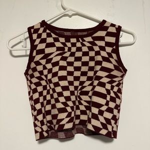 Warped checkered maroon and cream tank top - Lisa says gah, Paloma Wool